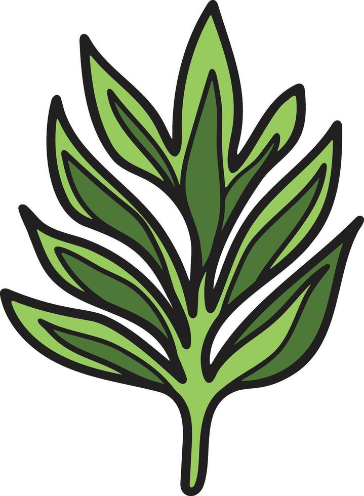 A leafy plant with a black outline vector