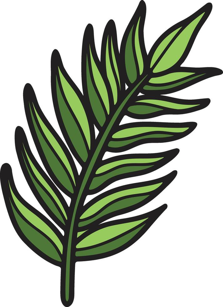 A leafy plant with a black outline vector