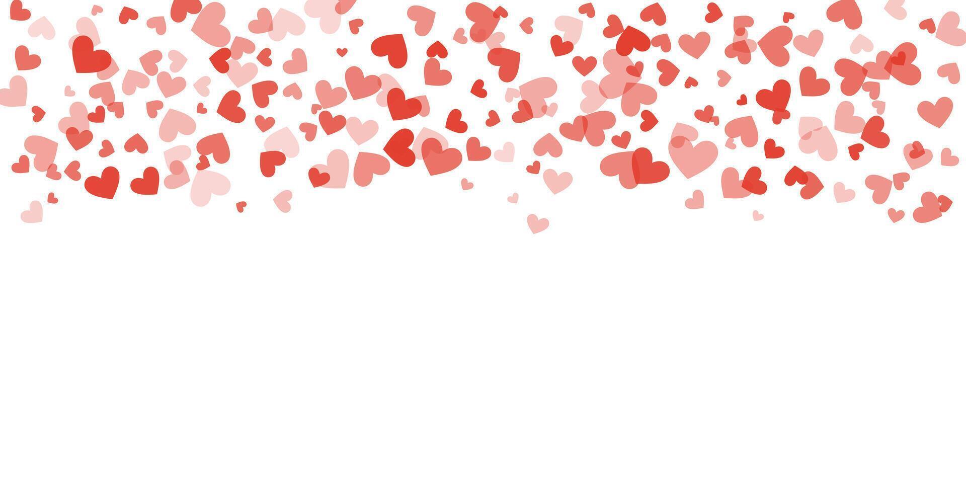 Cute tiny red heart confetti background for valentines day celebration greeting card or poster banner design vector