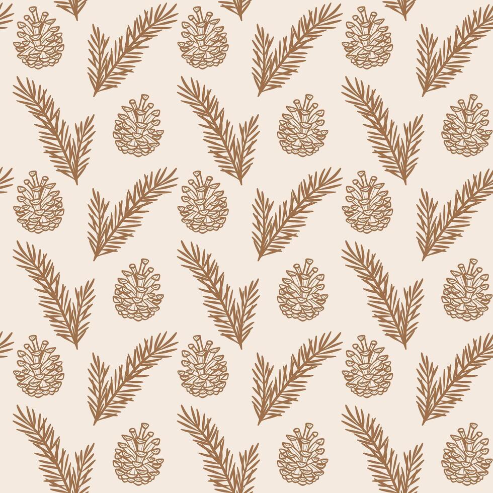 Pine cone seamless repeat pattern, background design vector