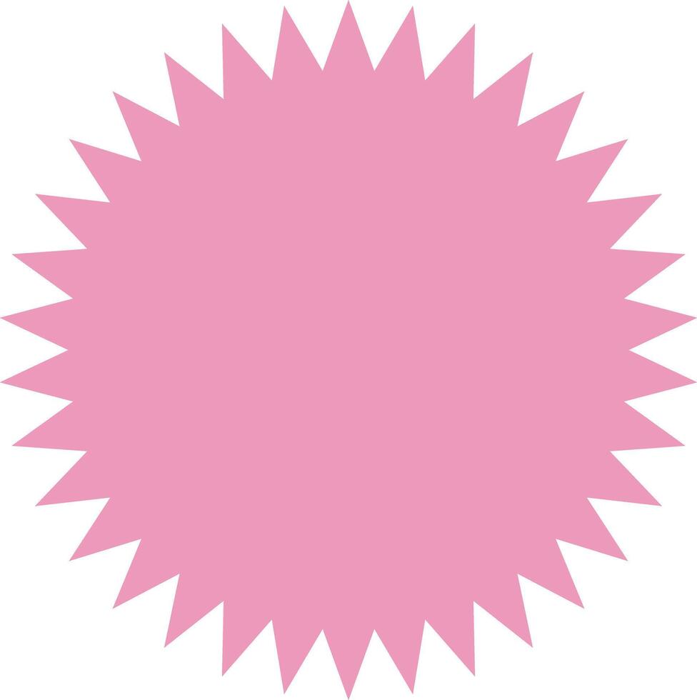Pink starburst sunburst star shape, clip art element isolated vector