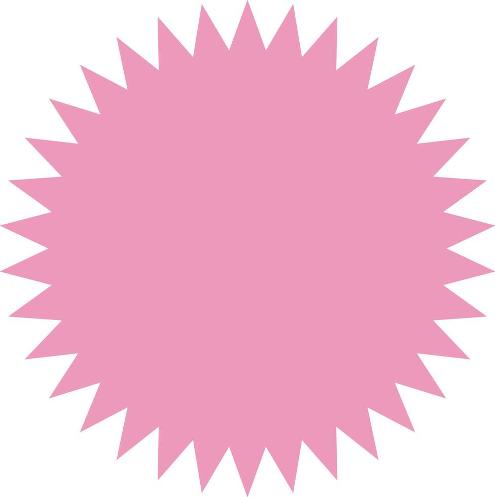 Pink starburst sunburst star shape, clip art element isolated vector