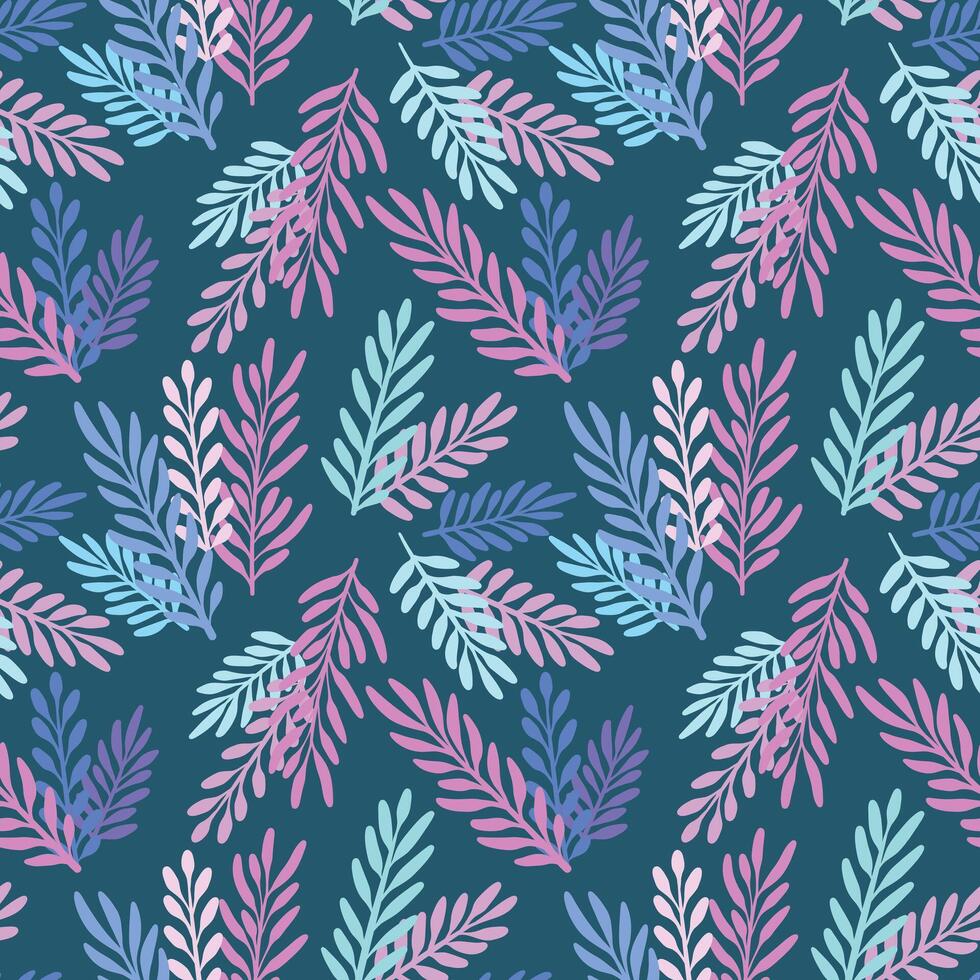 oscuro vistoso hoja patrón, sin costura repitiendo antecedentes imprimir, mano dibujado vibrante verano fondo de pantalla diseño, tropical textil vector