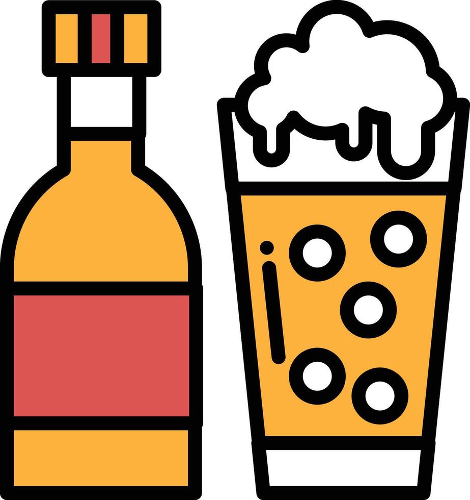 bottle of liquor and a glass of beer vector