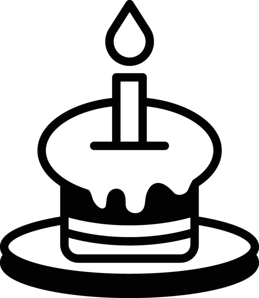 A black and white drawing of a cake with a candle on top vector