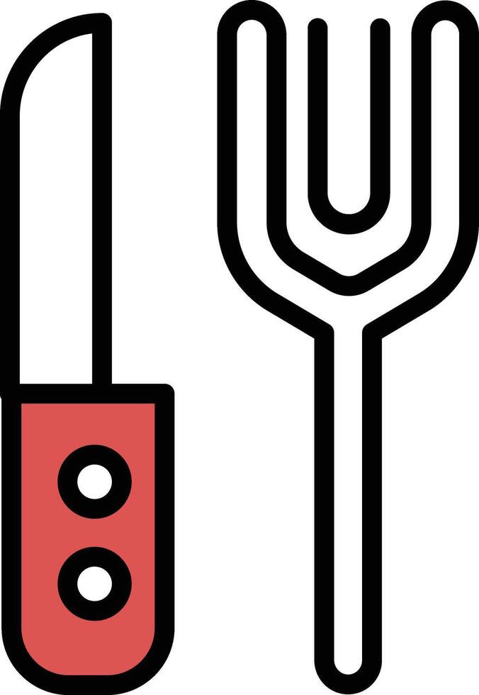 un cuchillo y tenedor son mostrado en un negro y blanco dibujo vector