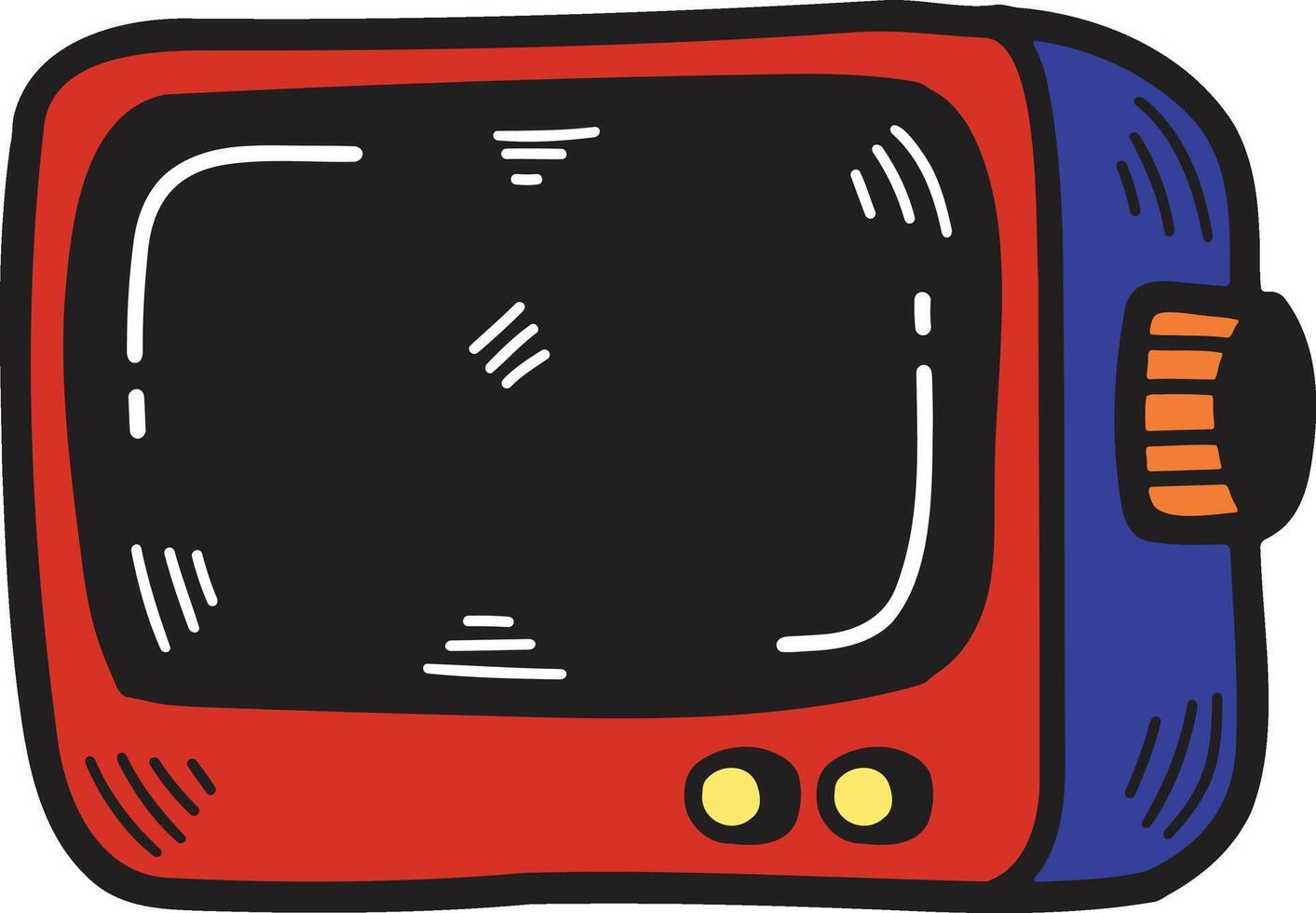 A cartoon drawing of a microwave oven with a black background vector