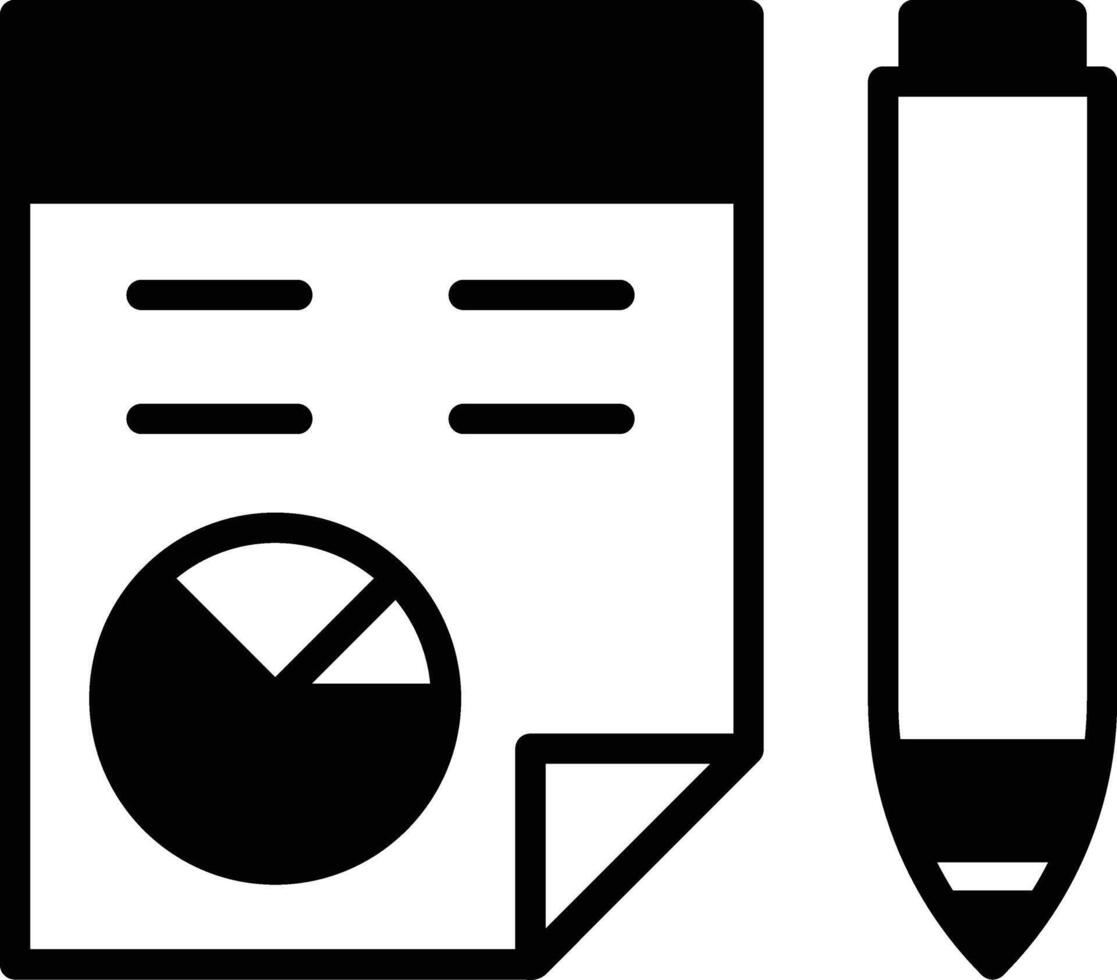 A graph is drawn on a piece of paper with a pencil next to it In the concept of business icons vector