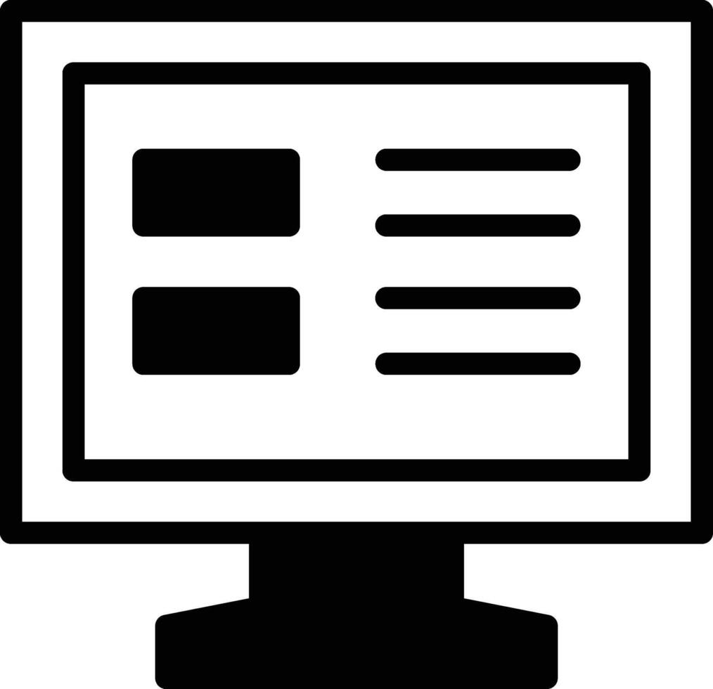 A computer monitor with a black and white screen In the concept of business icons vector