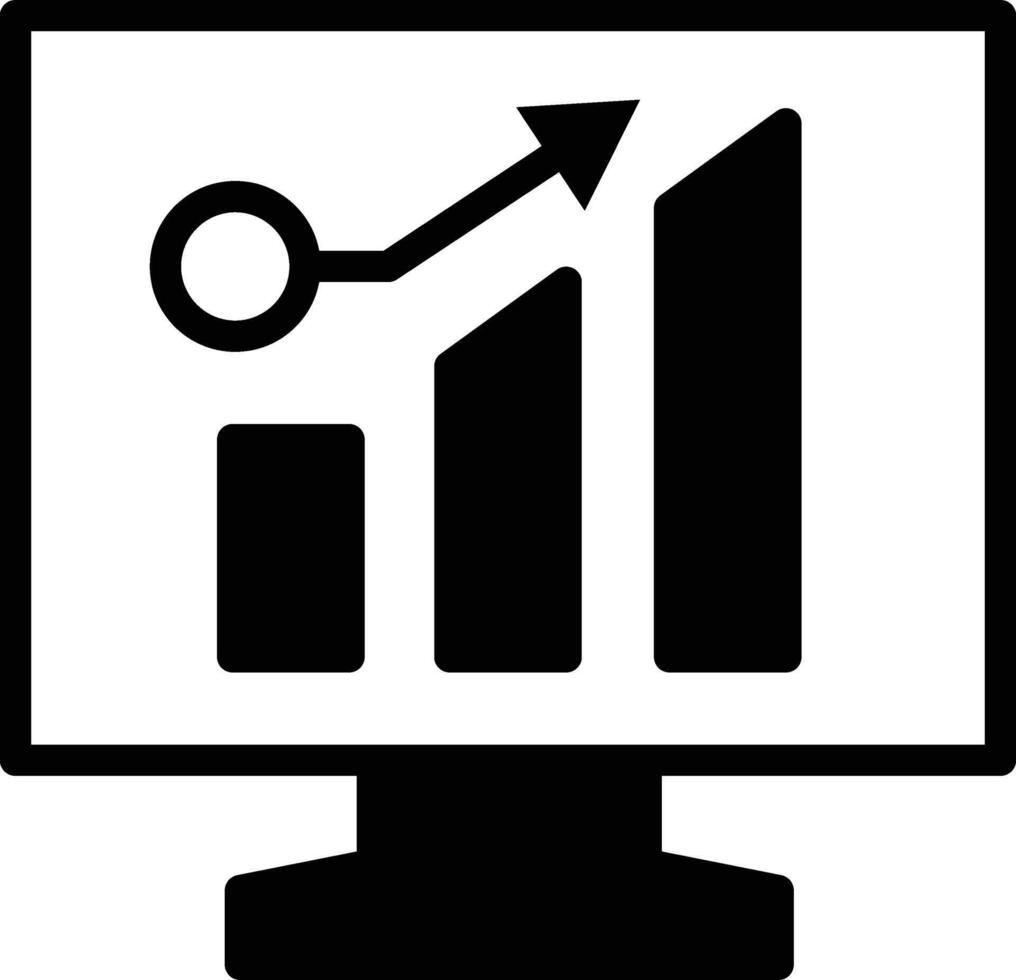 A computer monitor with a graph on it In the concept of business icons vector