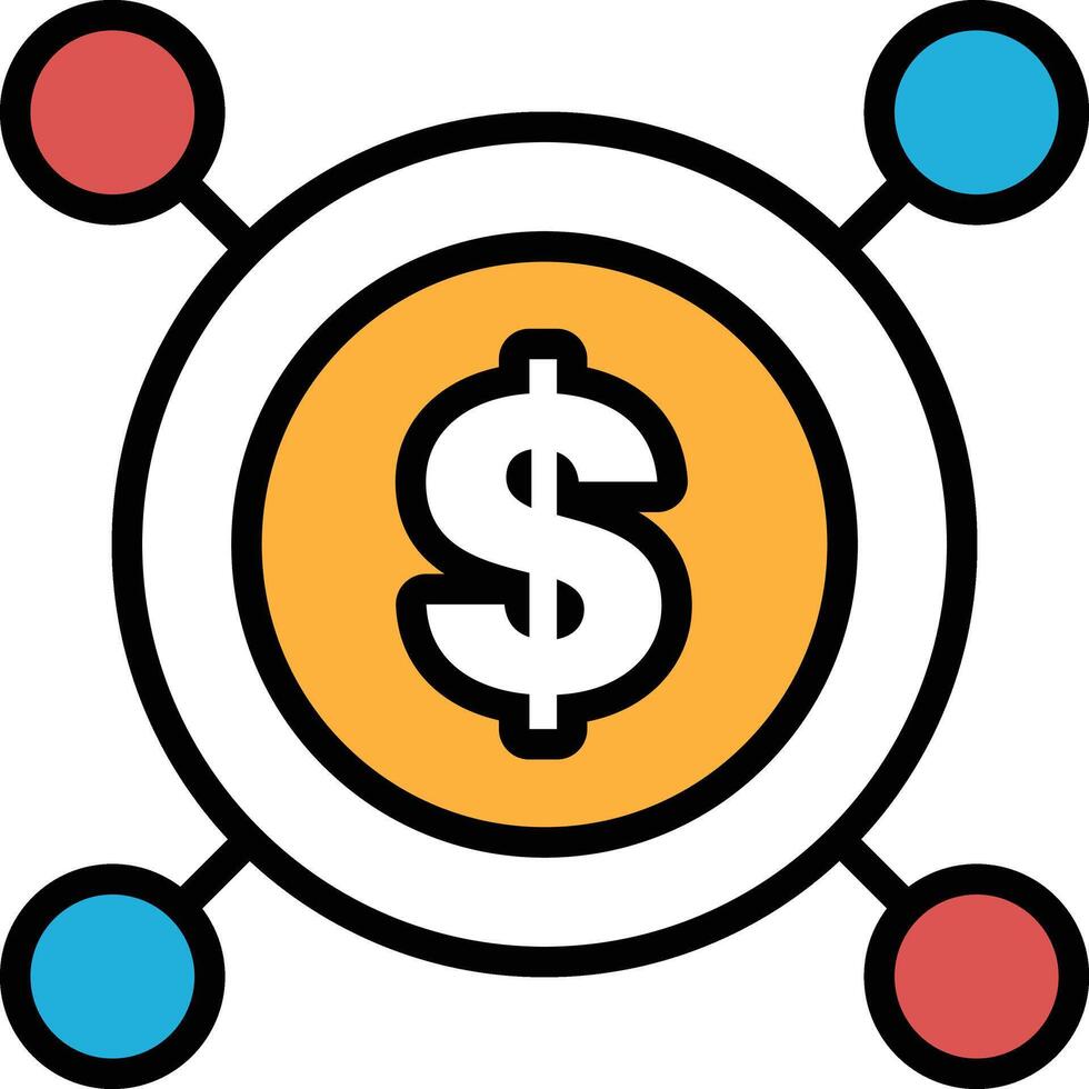 A black and white image of a dollar sign with a circle around it In the concept of business icons vector