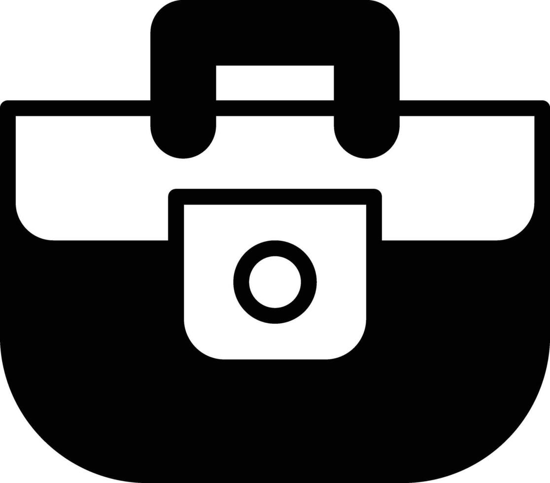 A black and white image of a briefcase with a zipper pocket In the concept of business icons vector