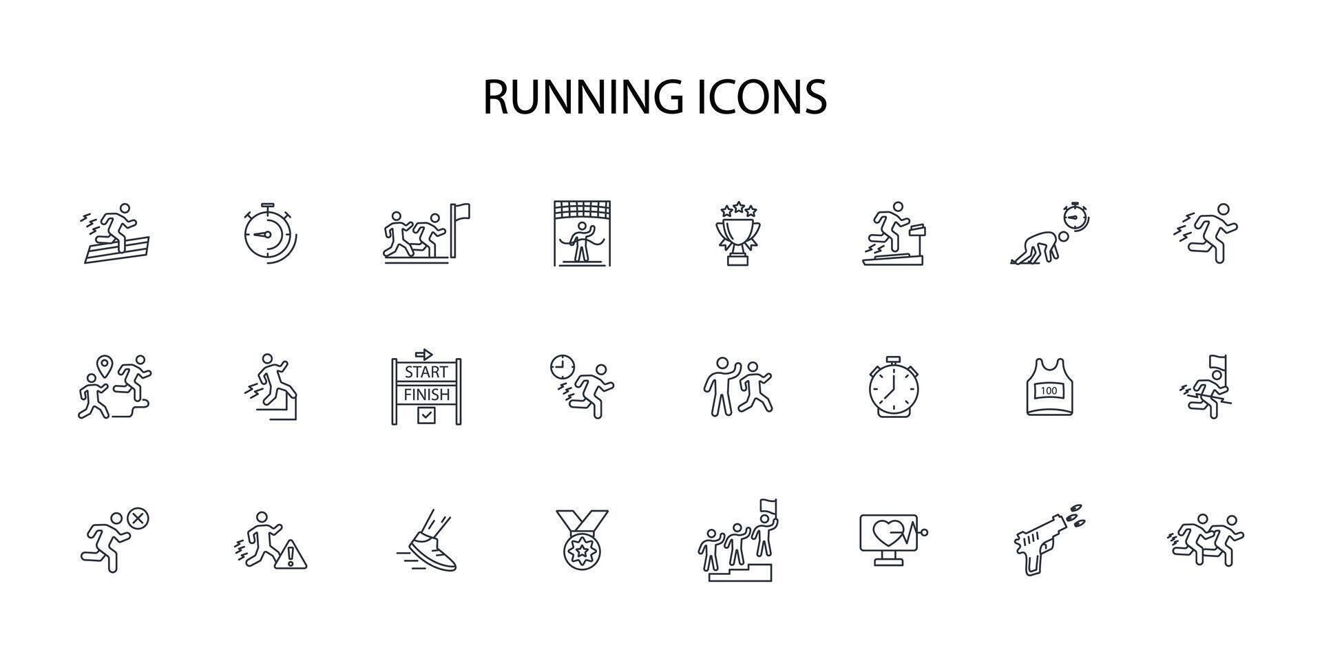running icon set..Editable stroke.linear style sign for use web design,logo.Symbol illustration. vector