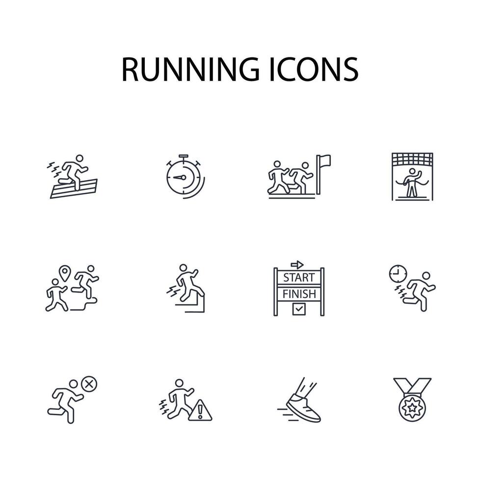 running icon set..Editable stroke.linear style sign for use web design,logo.Symbol illustration. vector