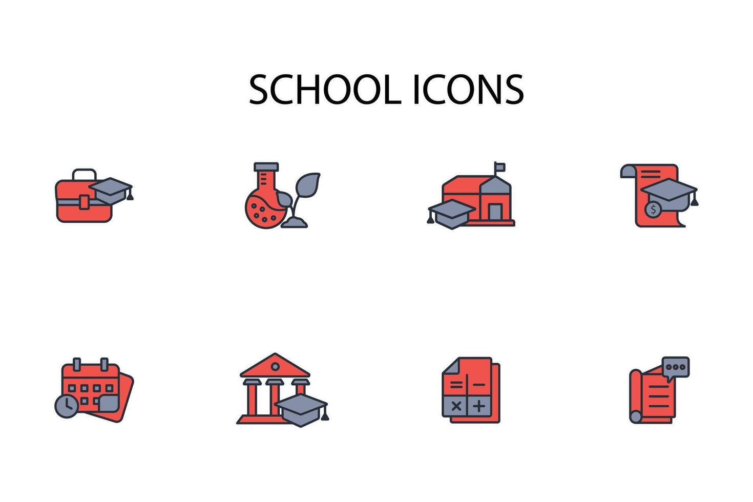 School icon set..Editable stroke.linear style sign for use web design,logo.Symbol illustration. vector