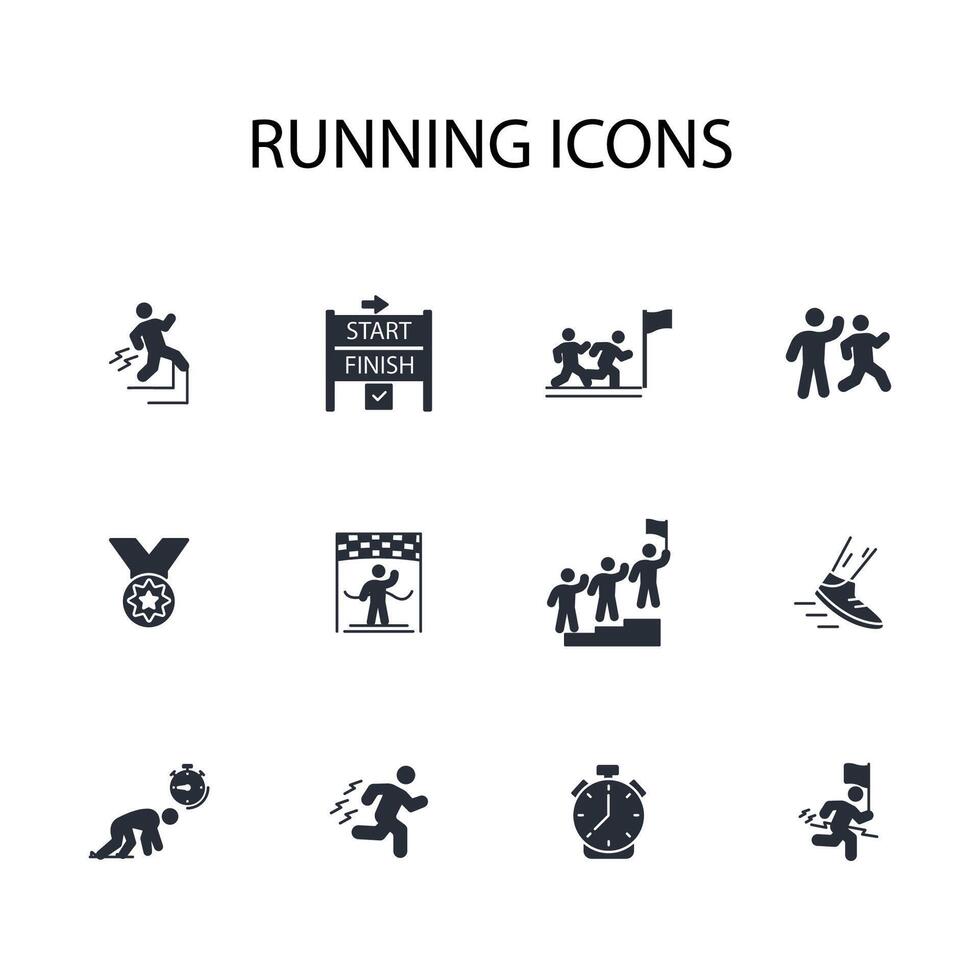 running icon set..Editable stroke.linear style sign for use web design,logo.Symbol illustration. vector