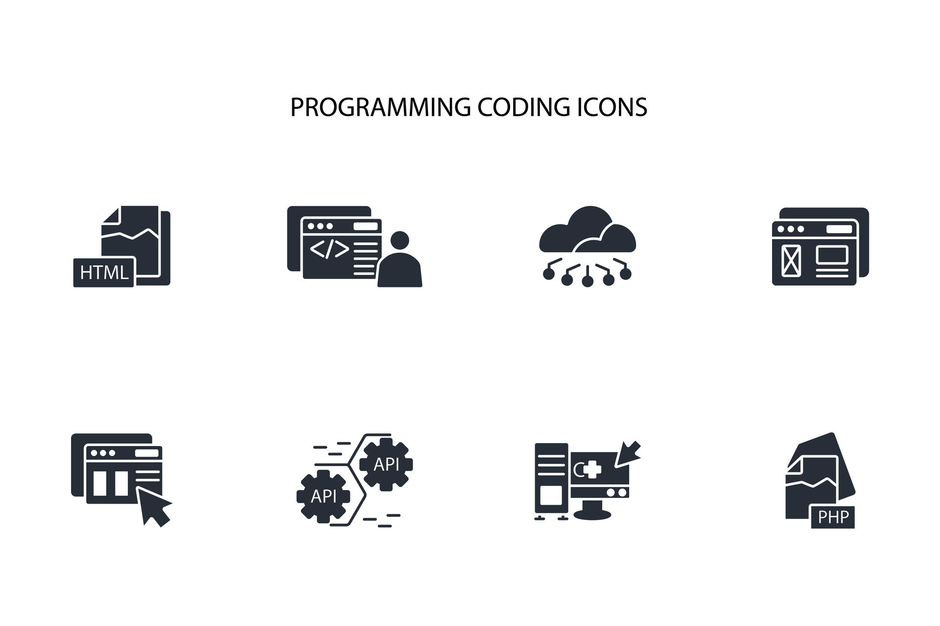 programming coding icon set..Editable stroke.linear style sign for use ...
