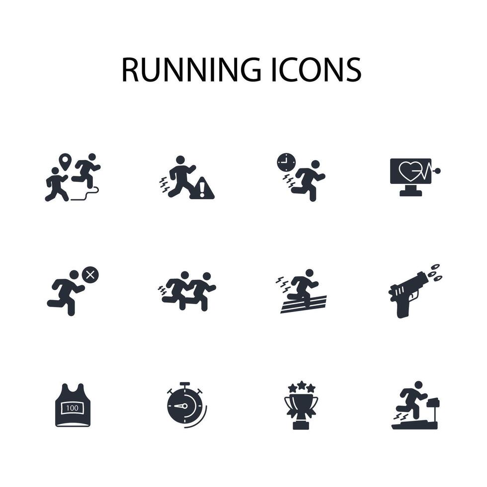 running icon set..Editable stroke.linear style sign for use web design,logo.Symbol illustration. vector