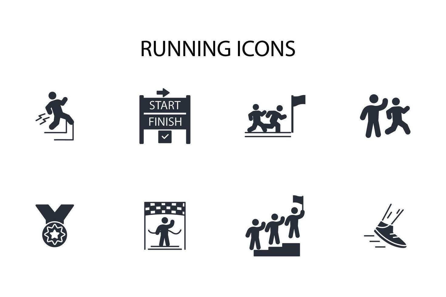 running icon set..Editable stroke.linear style sign for use web design,logo.Symbol illustration. vector