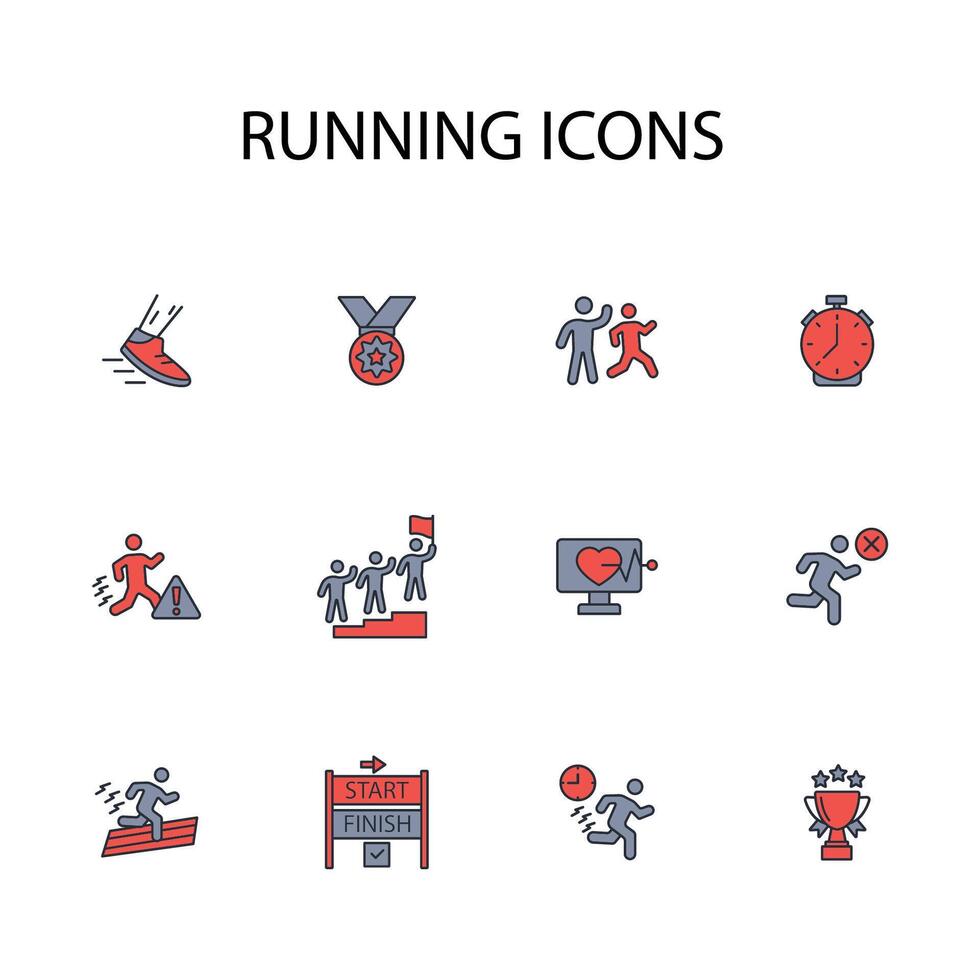running icon set..Editable stroke.linear style sign for use web design,logo.Symbol illustration. vector