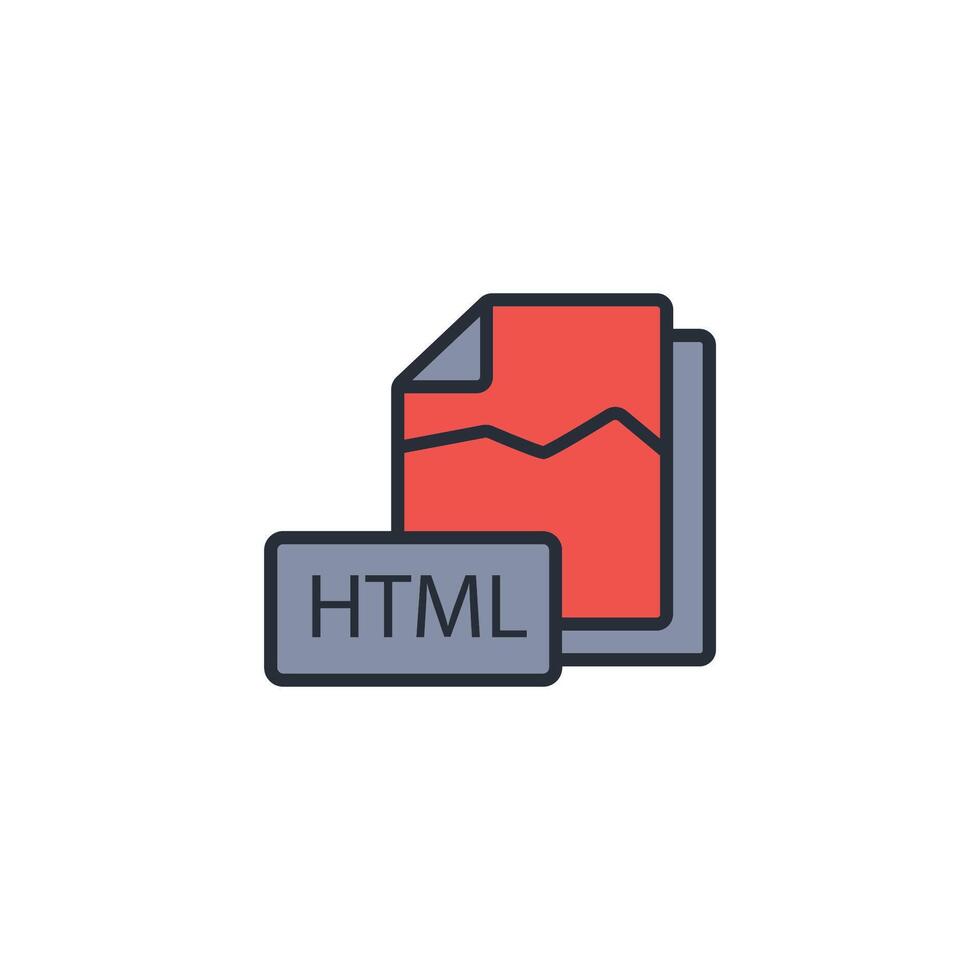 HTML file icon. .Editable stroke.linear style sign for use web design ...