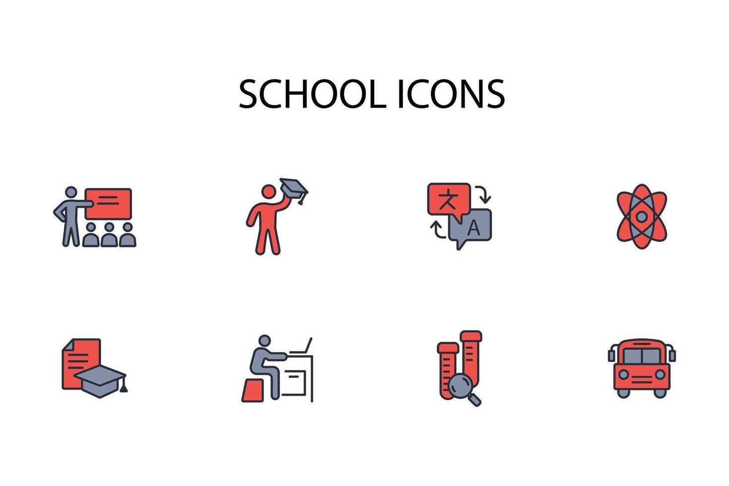 School icon set..Editable stroke.linear style sign for use web design,logo.Symbol illustration. vector