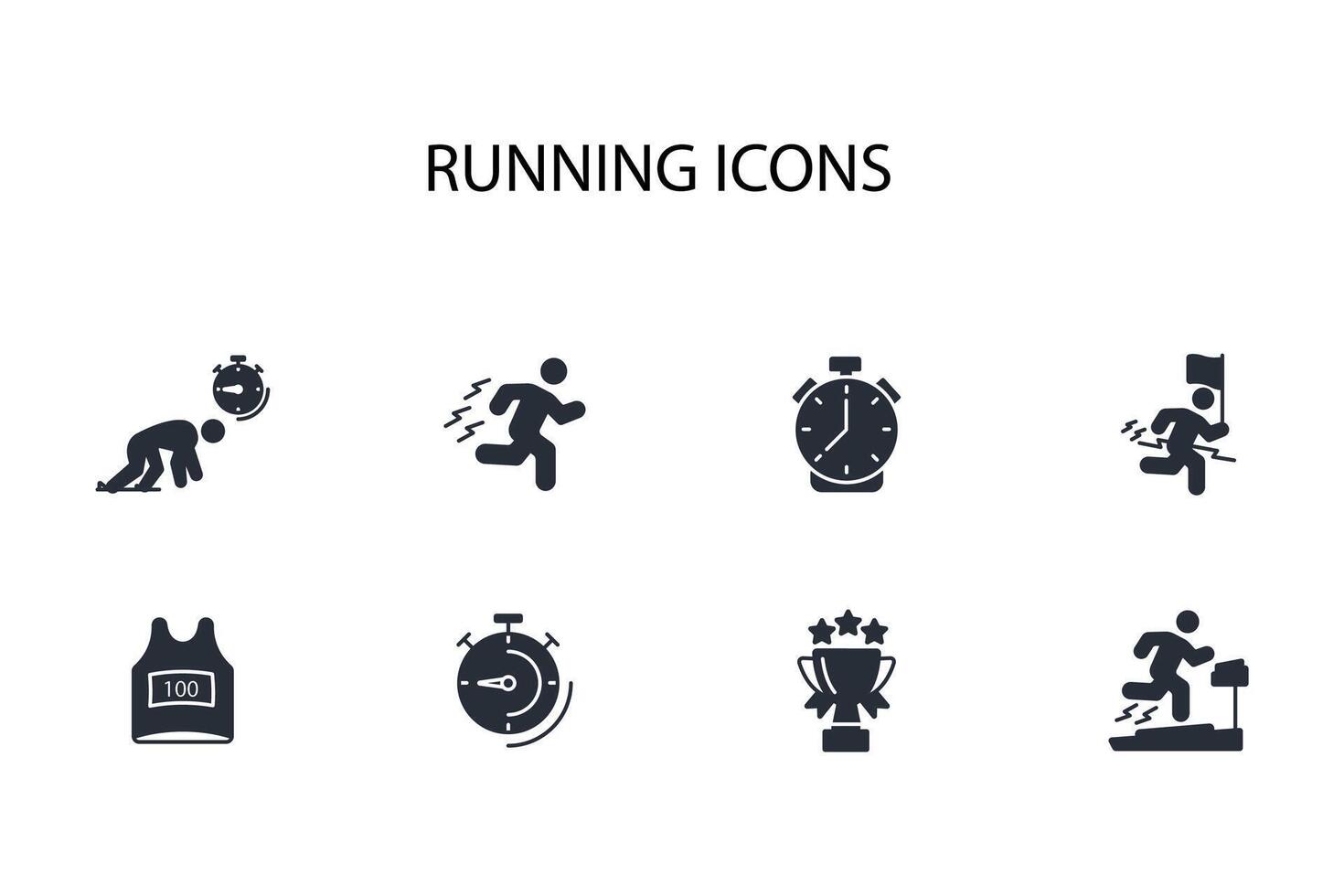 running icon set..Editable stroke.linear style sign for use web design,logo.Symbol illustration. vector