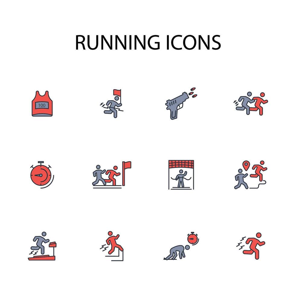 running icon set..Editable stroke.linear style sign for use web design,logo.Symbol illustration. vector