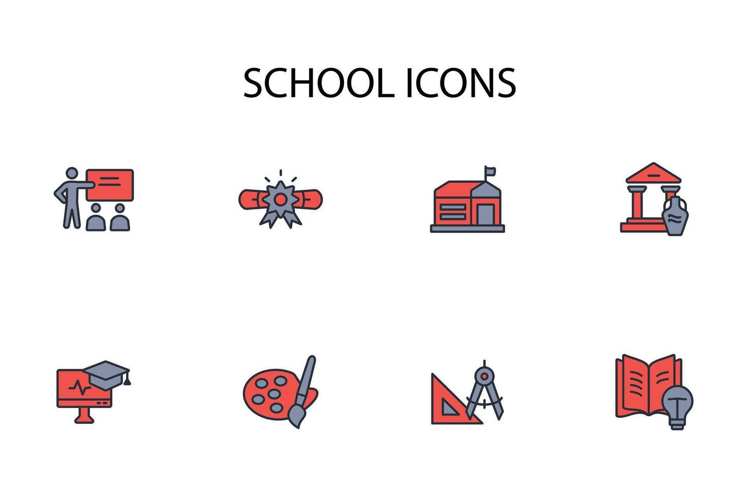 School icon set..Editable stroke.linear style sign for use web design,logo.Symbol illustration. vector