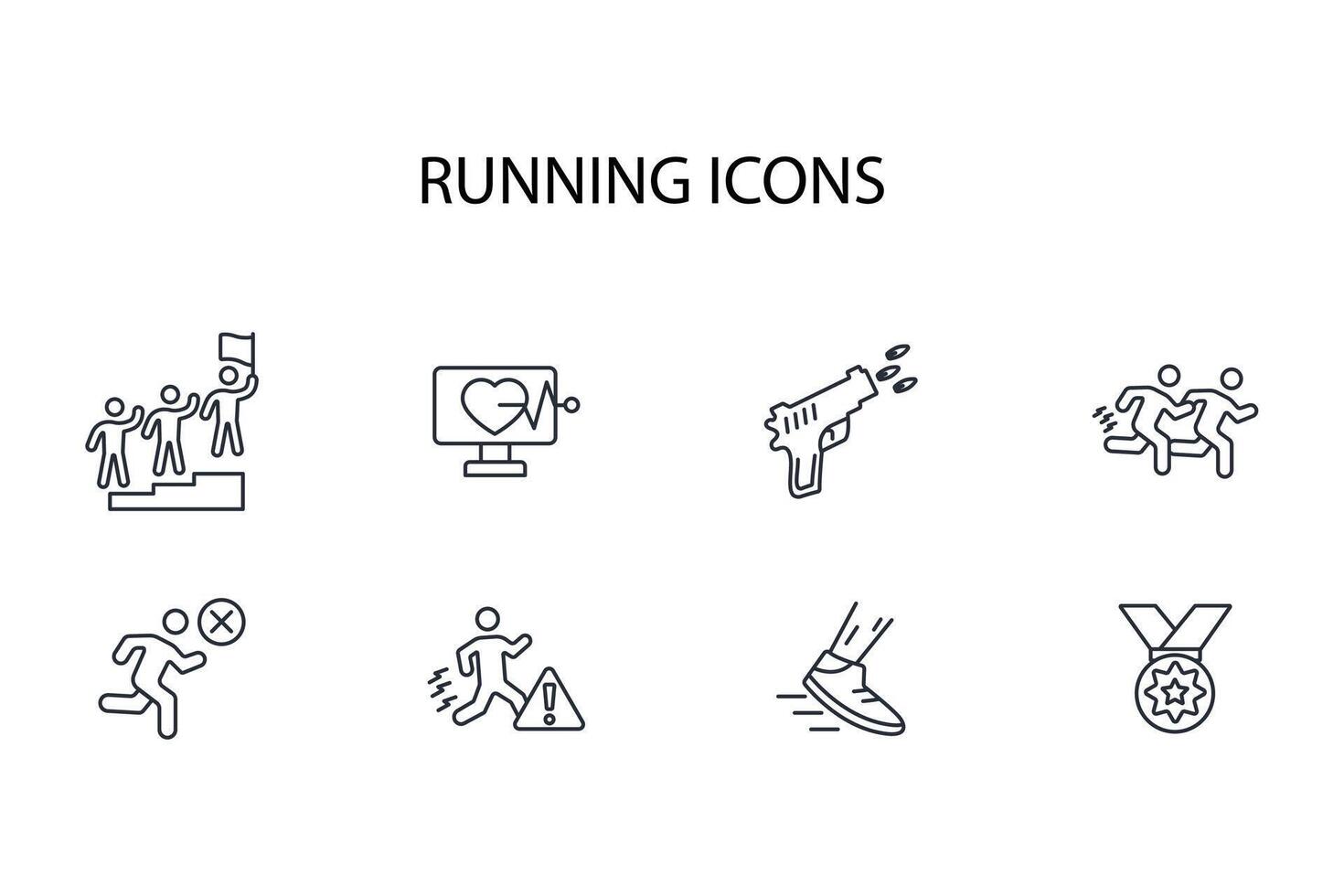 running icon set..Editable stroke.linear style sign for use web design,logo.Symbol illustration. vector