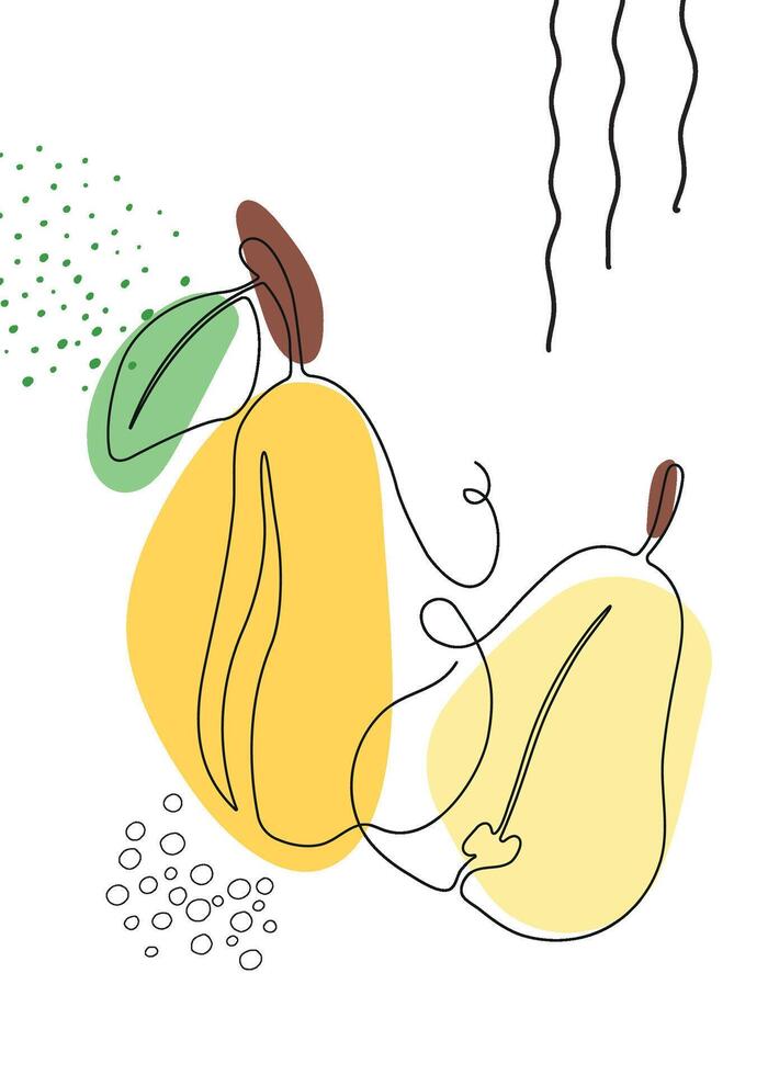 Outline abstract pear silhouette . Line continuous hand drawn illustration. Garden fruit icon. Minimal design, poster, linear print, banner, card, brochure, abstract logo, sign, symbol. vector