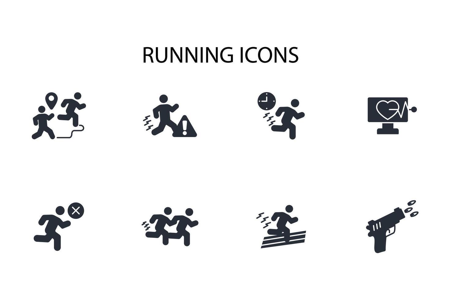 running icon set..Editable stroke.linear style sign for use web design,logo.Symbol illustration. vector