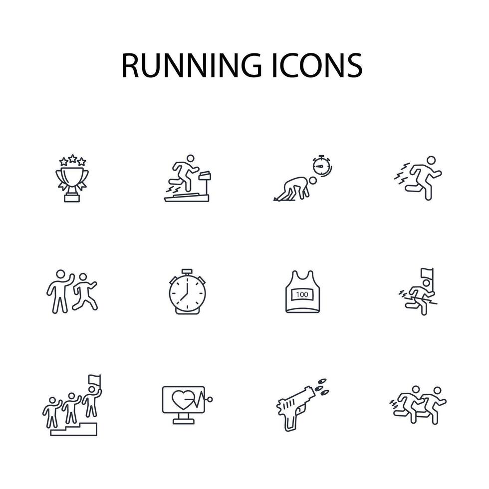 running icon set..Editable stroke.linear style sign for use web design,logo.Symbol illustration. vector