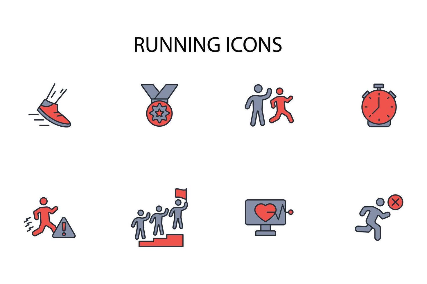 running icon set..Editable stroke.linear style sign for use web design,logo.Symbol illustration. vector