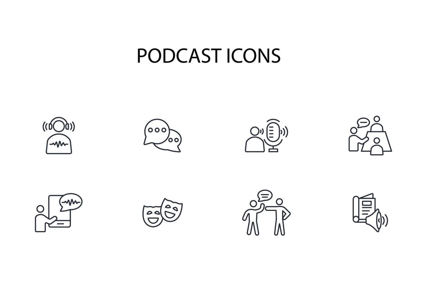 podcast icono establecer...editable trazo.lineal estilo firmar para utilizar web diseño,logotipo.símbolo ilustración. vector