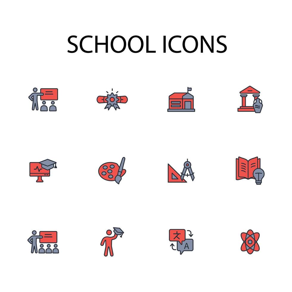 School icon set..Editable stroke.linear style sign for use web design,logo.Symbol illustration. vector