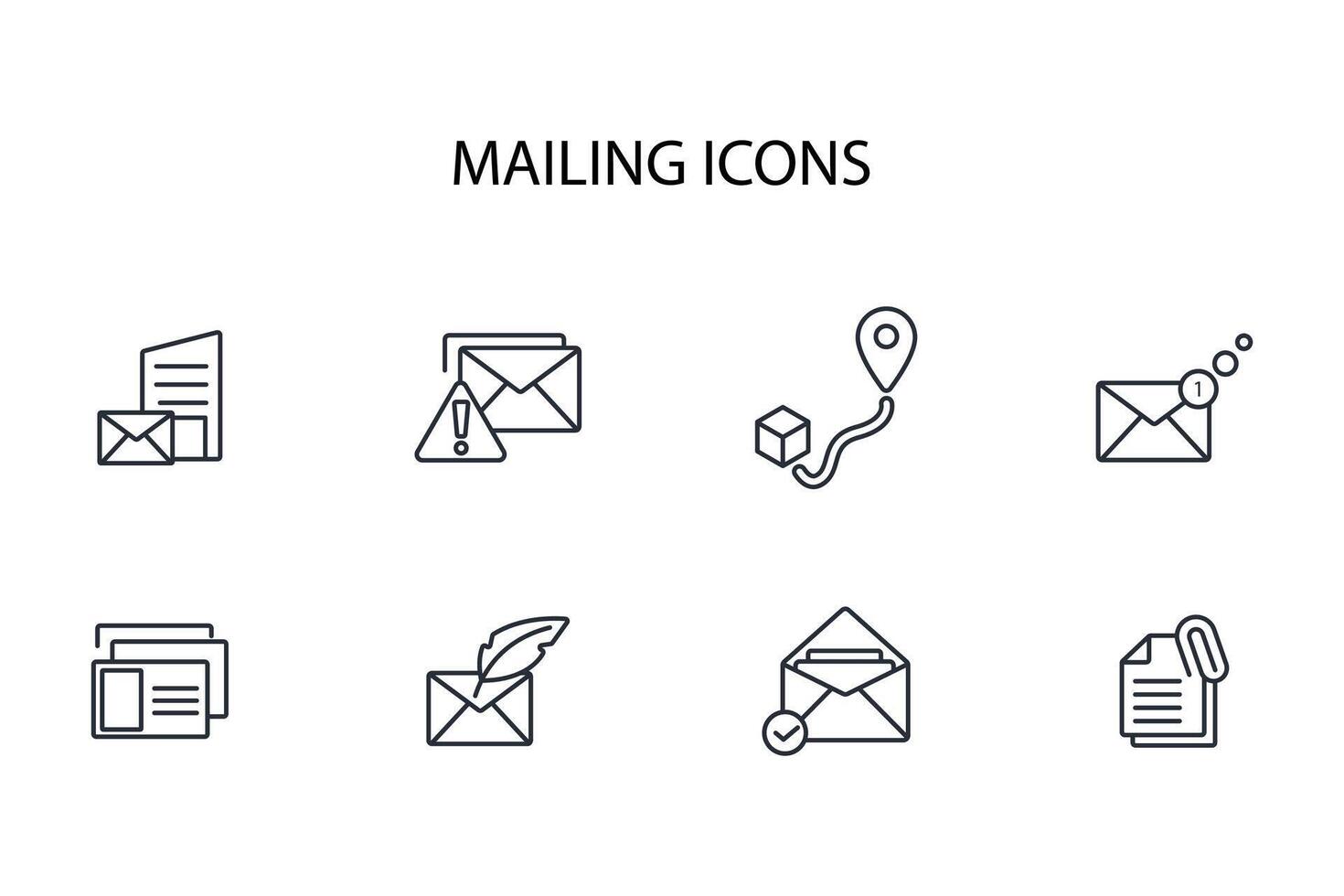 Mailing icon set..Editable stroke.linear style sign for use web design,logo.Symbol illustration. vector