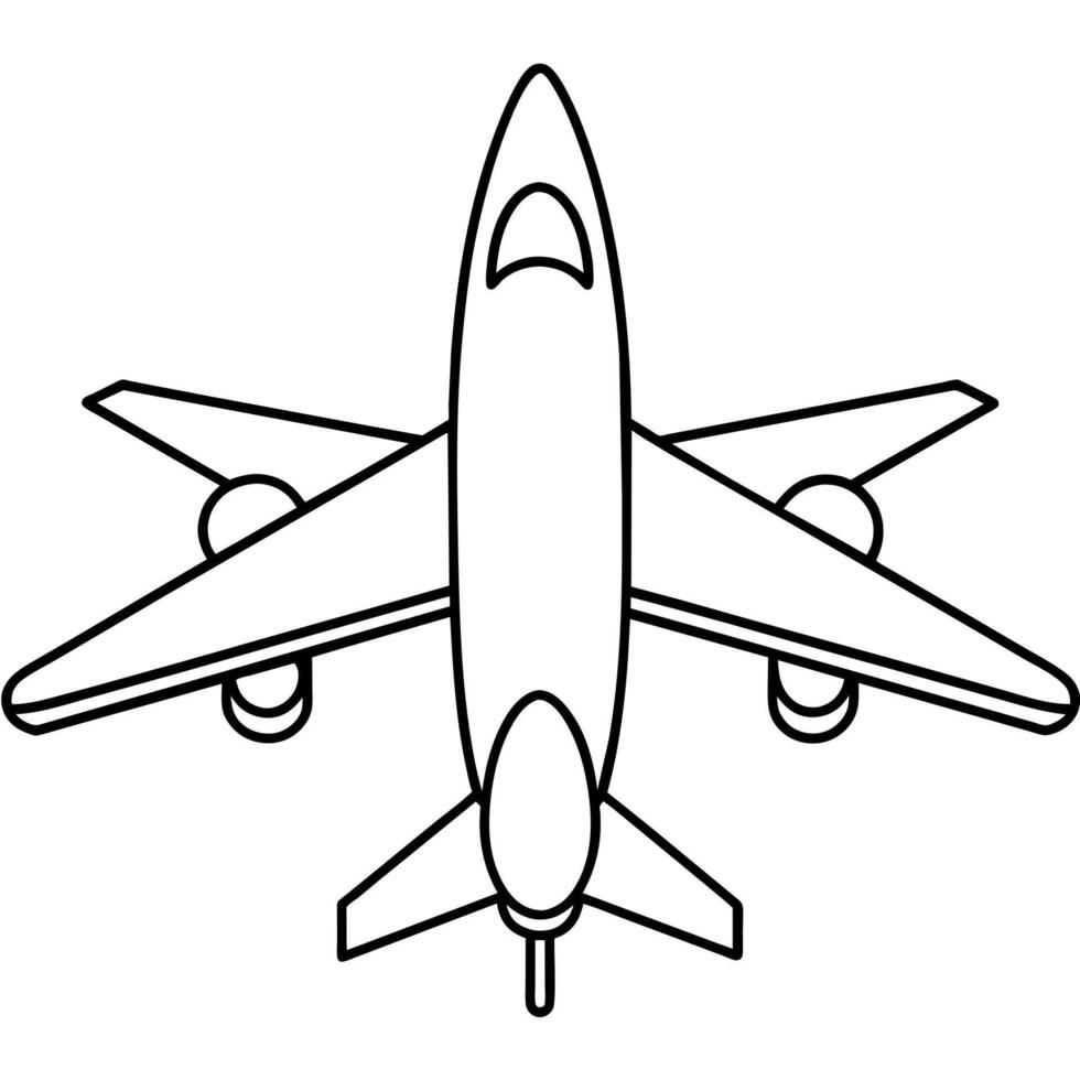 Plane outline coloring book page line art illustration digital drawing vector