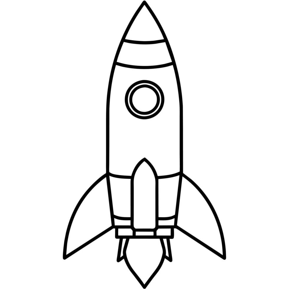 Rocket outline coloring book page line art illustration digital drawing vector