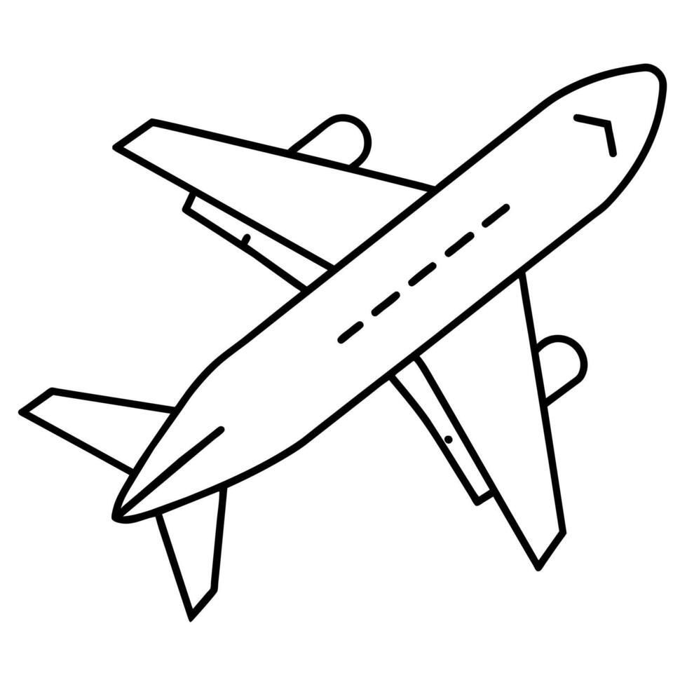 Plane outline coloring book page line art illustration digital drawing vector