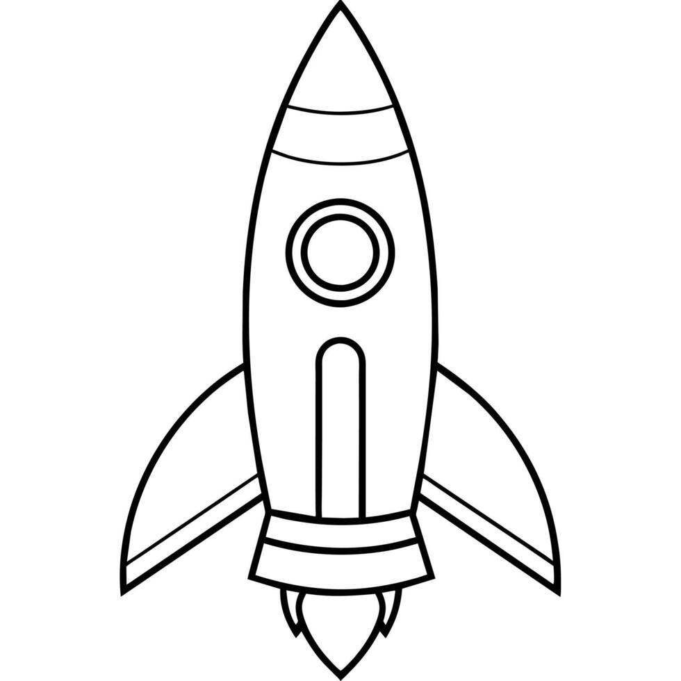 Rocket outline coloring book page line art illustration digital drawing vector