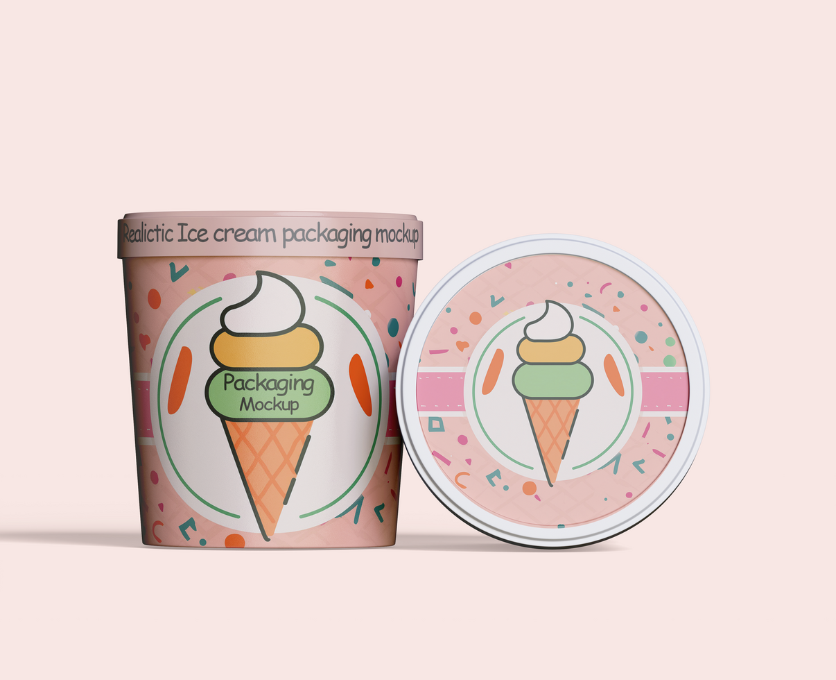 Ice cream packaging mockup editable psd