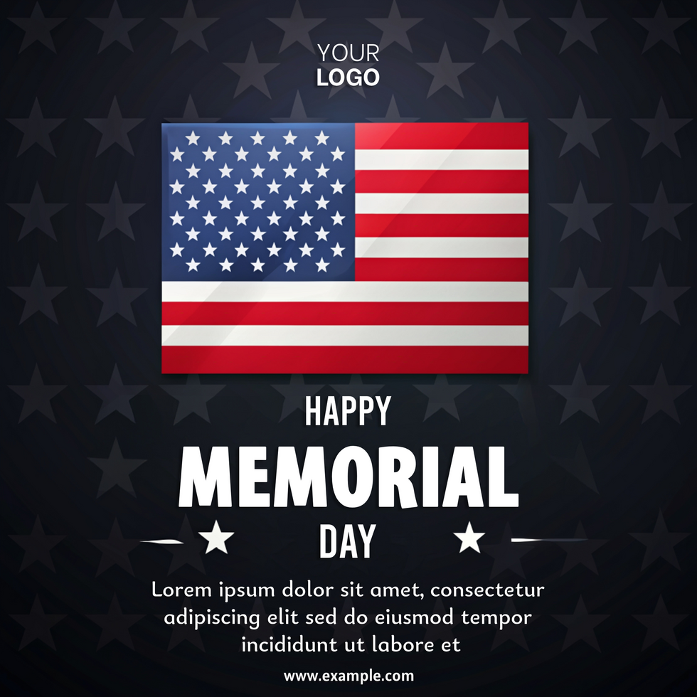 A patriotic poster for Memorial Day featuring the American flag psd