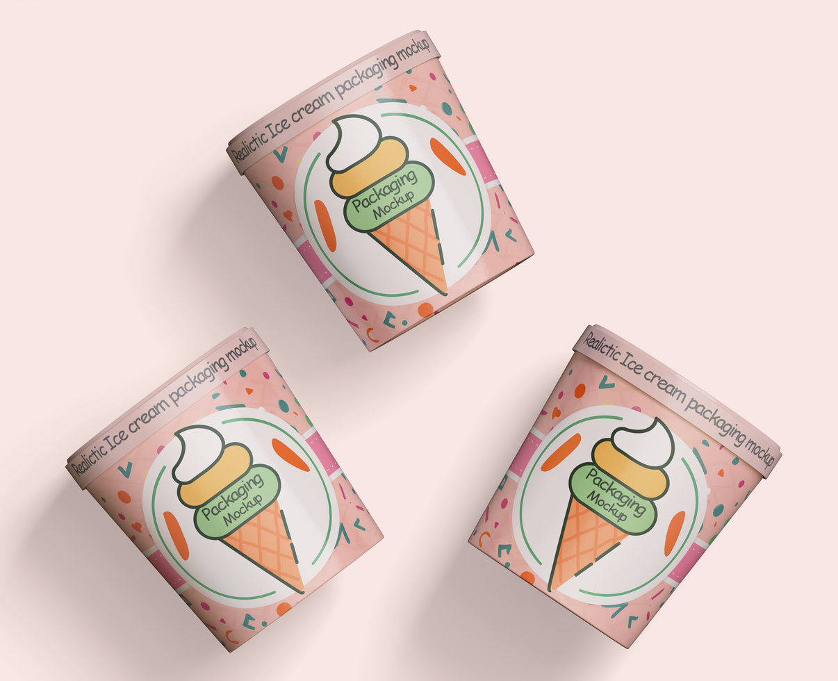 Ice cream packaging mockup editable psd