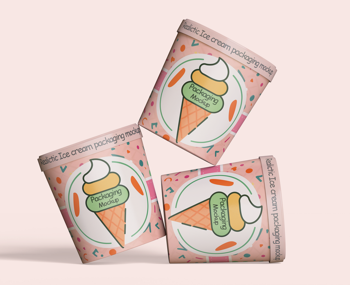 Ice cream packaging mockup editable psd