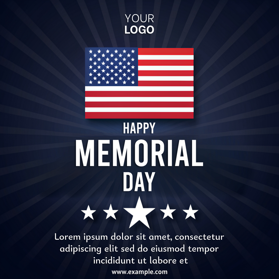 A patriotic poster for Memorial Day featuring the American flag psd
