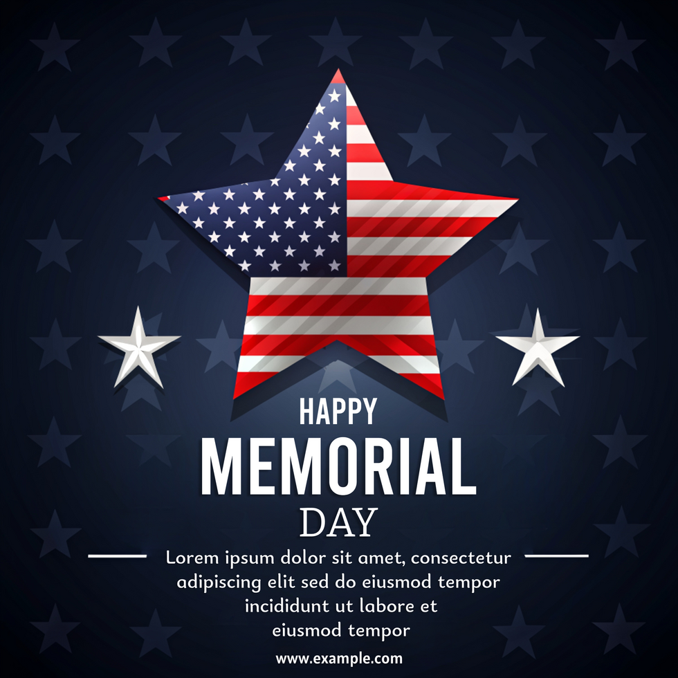 A poster for Memorial Day featuring a star and the American flag psd