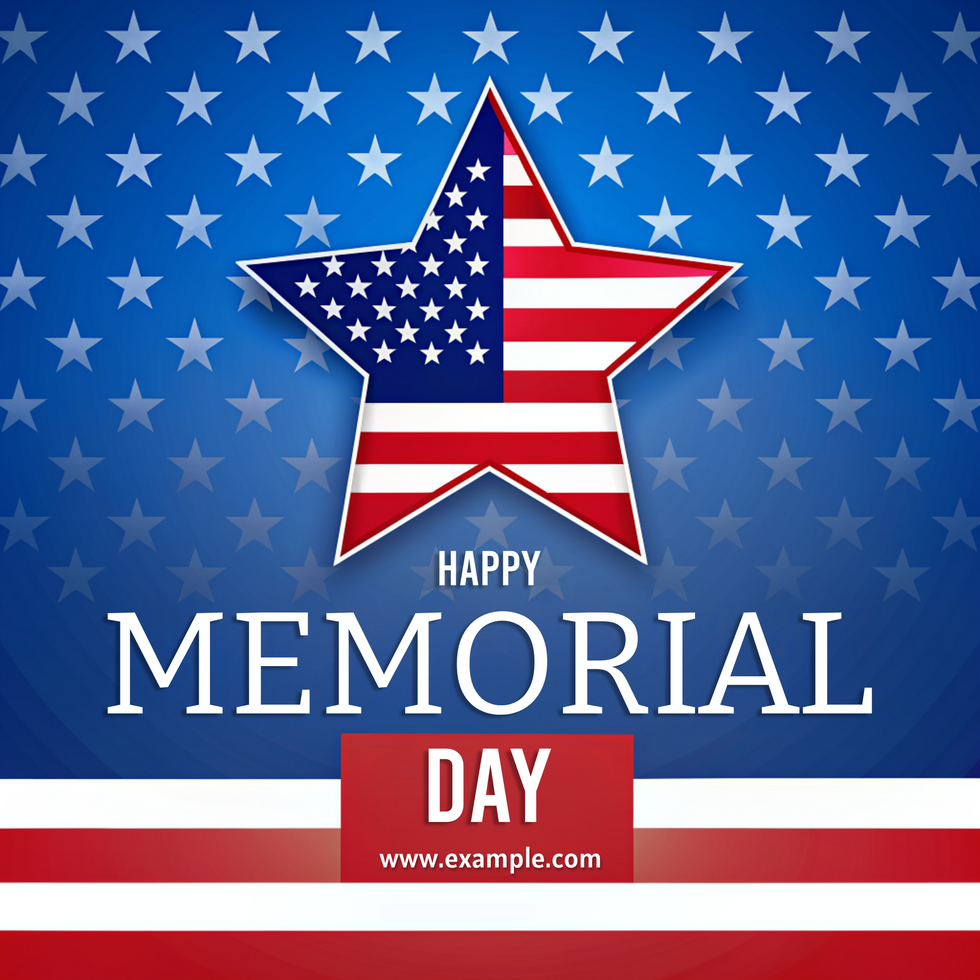 A patriotic poster for Memorial Day featuring a star and the American flag psd