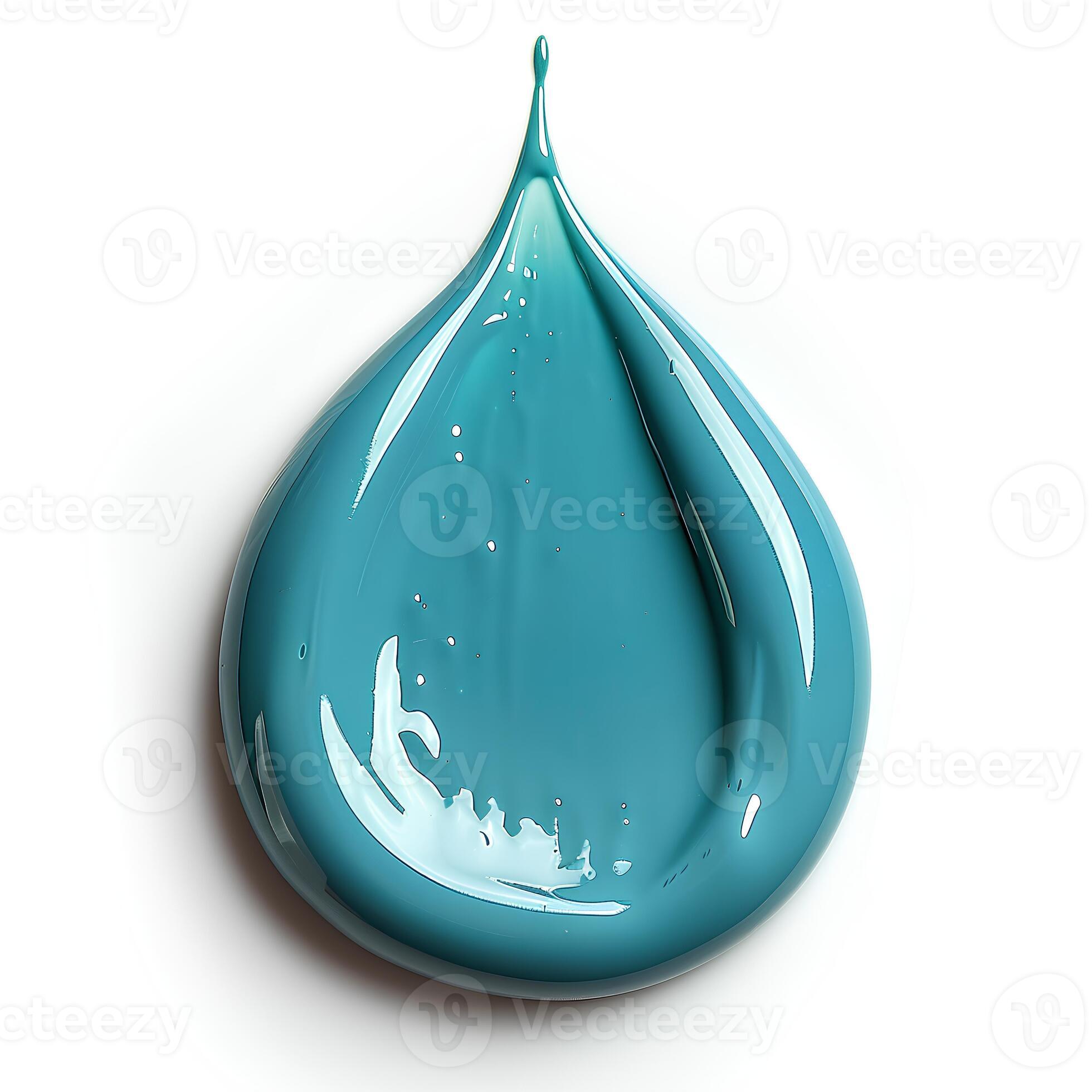 teal paint drop isolated on white background with shadow. teal paint