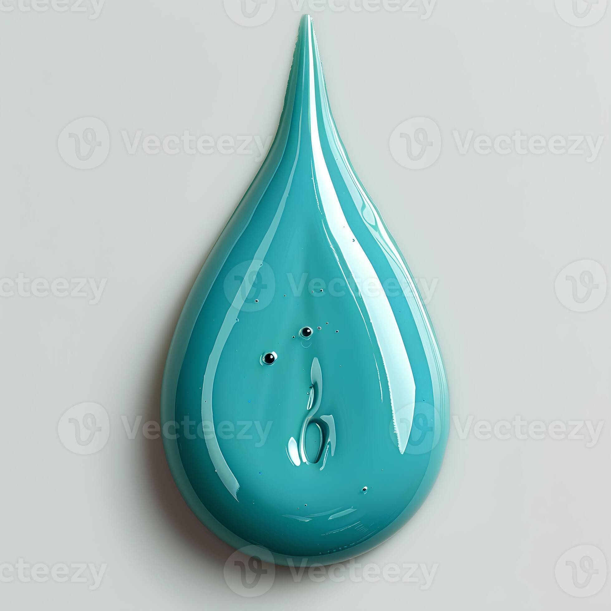 teal paint drop isolated on white background with shadow. teal paint